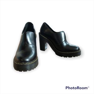 DOC DR MARTENS CORDELIA HIGH HEEL PLATFORM CHUNKY PUMP SIZE 6 BLACK